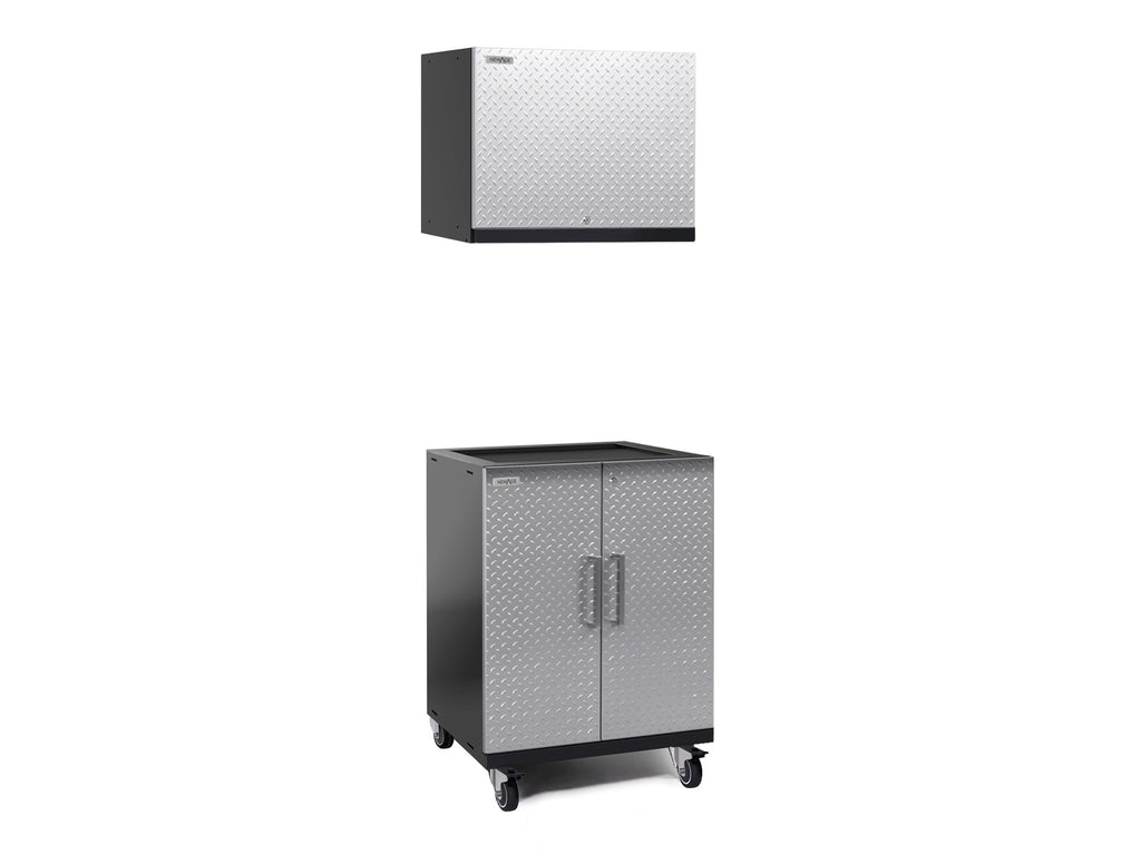 Performance Plus 2.0 Diamond Plate Silver 2 Piece Cabinet Set