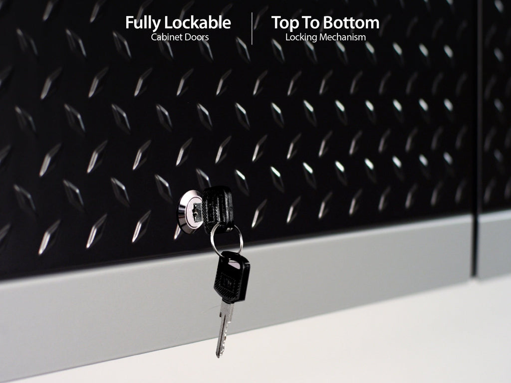 Performance 2.0 Diamond Plate Black 3 Piece Cabinet Set