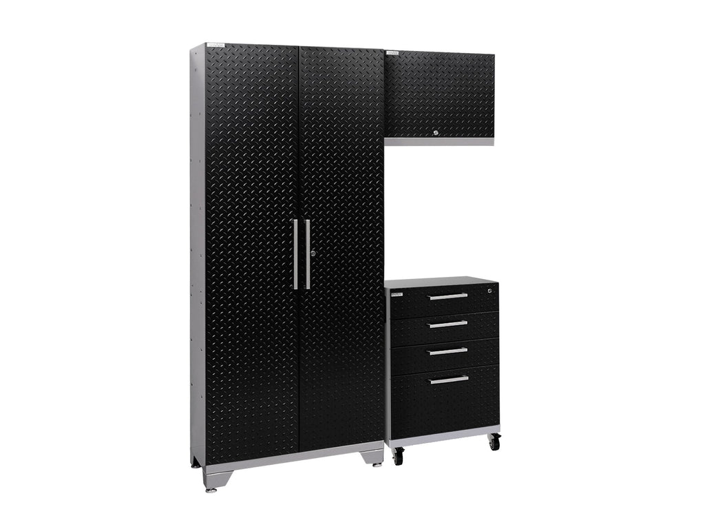 Performance 2.0 Diamond Plate Black 3 Piece Cabinet Set