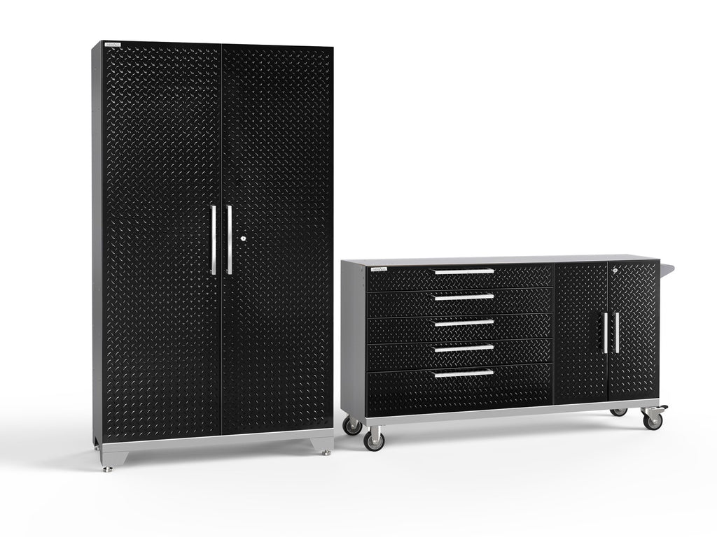 Performance 2.0 Diamond Plate Black 2 Piece Cabinet Set