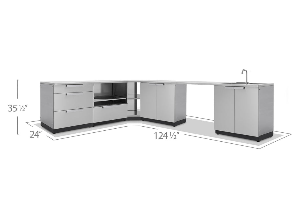 Outdoor Kitchen Stainless Steel 5 Piece Cabinet Set
