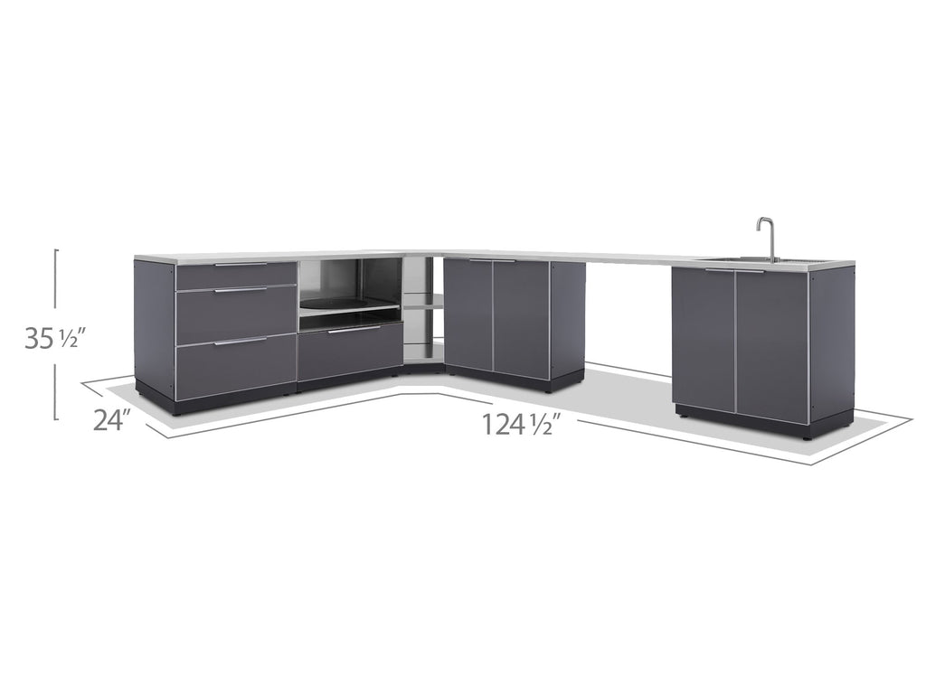 Outdoor Kitchen Aluminum 5 Piece Cabinet Set