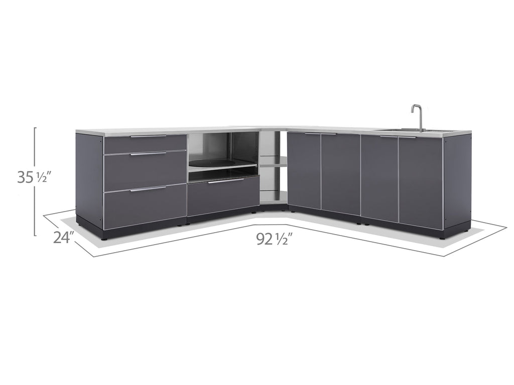 Outdoor Kitchen Aluminum 5 Piece Cabinet Set