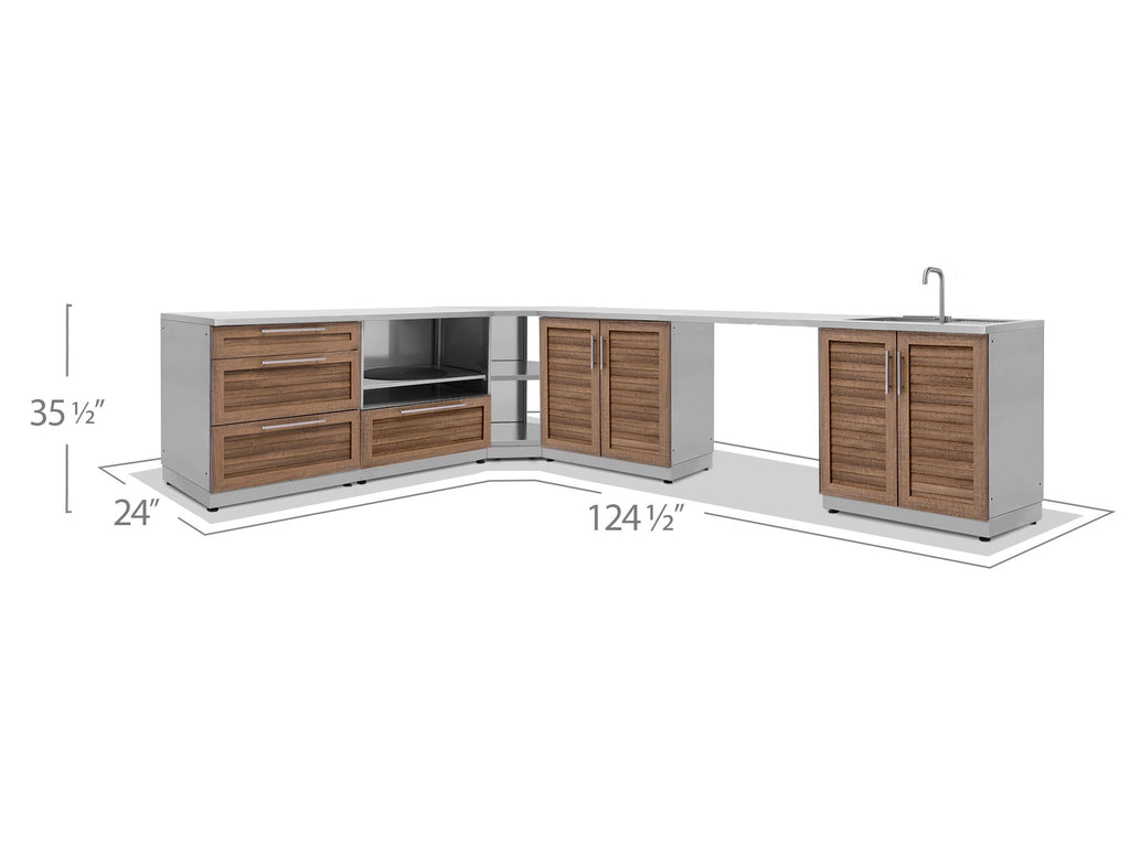 Outdoor Kitchen Stainless Steel 5 Piece Cabinet Set